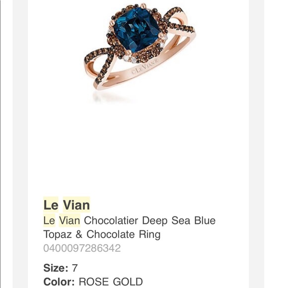 Le Vian Blue Topaz & Diamond Ring, Size 7 - Picture 7 of 8